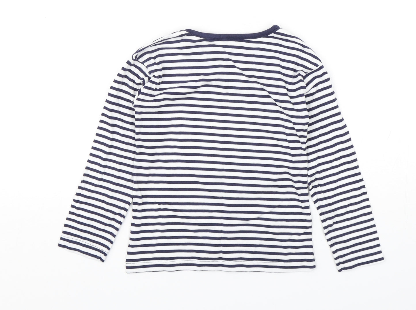 Dunnes Stores Girls Multicoloured Striped Cotton Basic T-Shirt Size 7 Years Round Neck Pullover