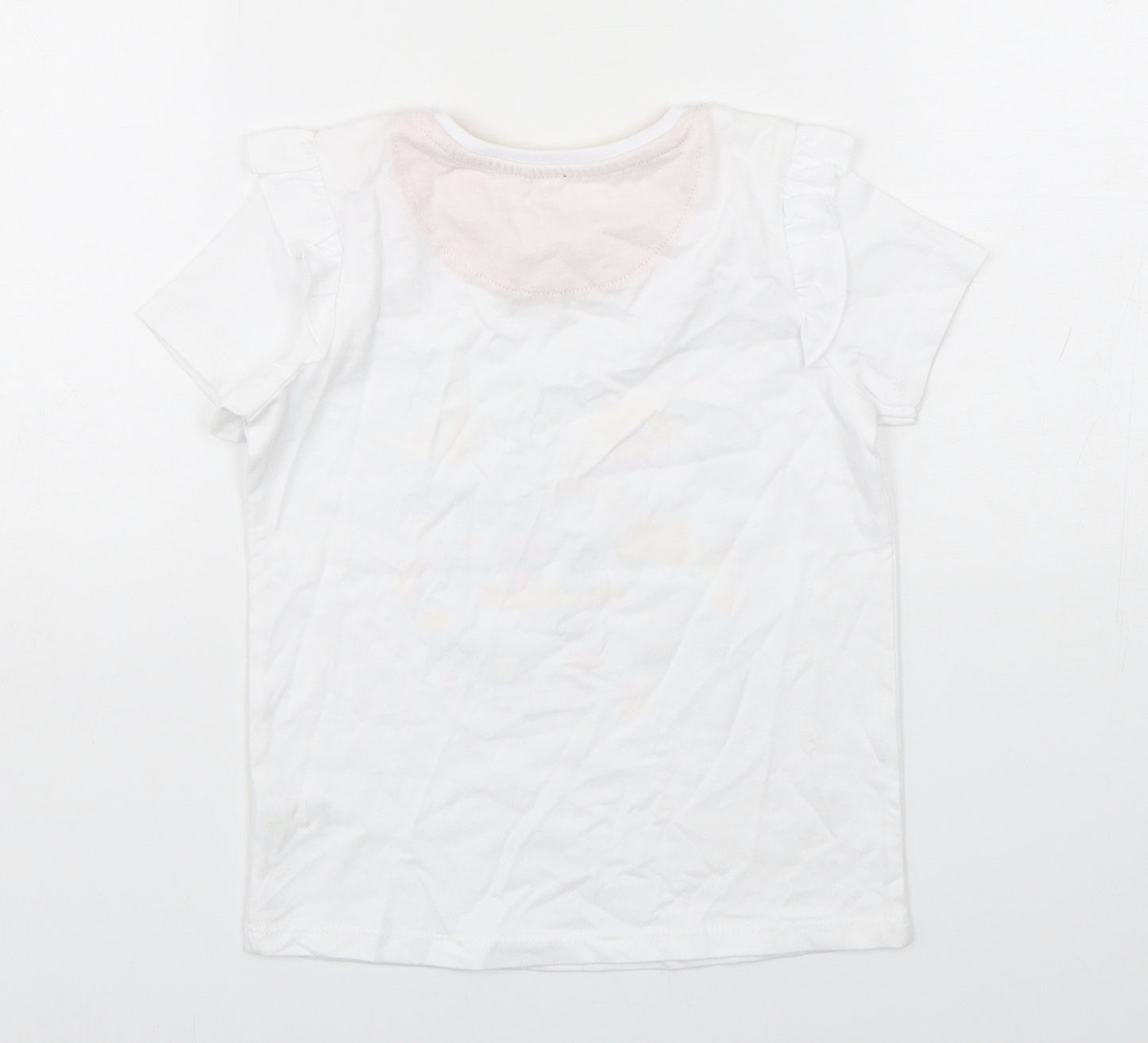 Mini Club Girls White  Cotton Basic T-Shirt Size 4-5 Years Round Neck Pullover