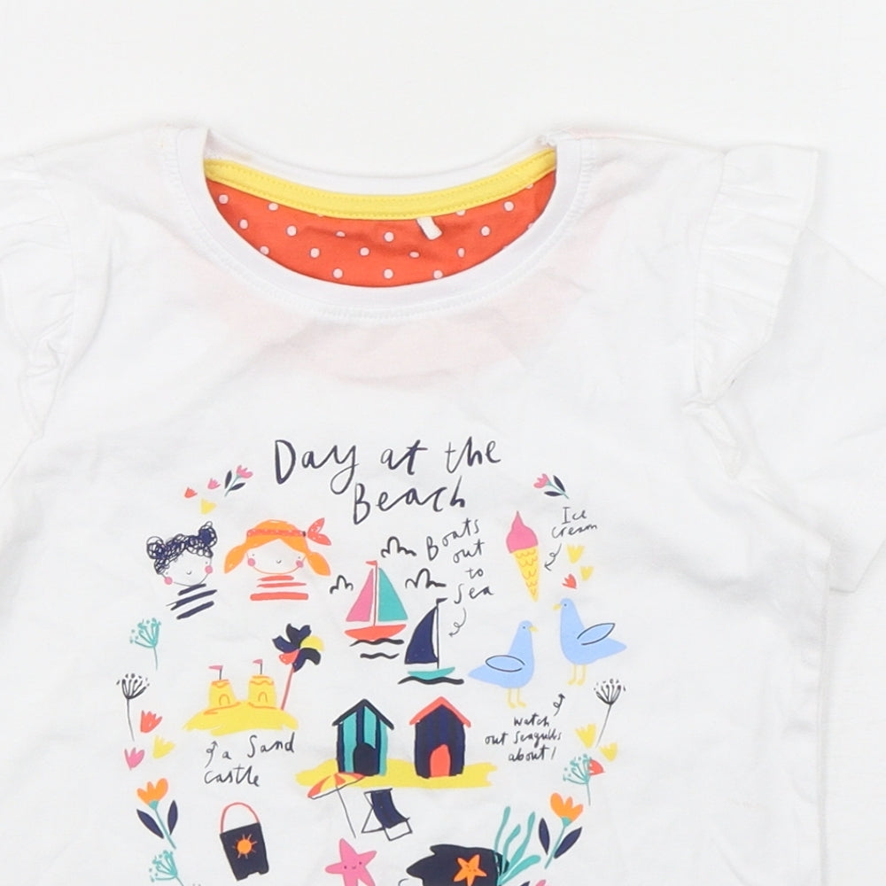Mini Club Girls White  Cotton Basic T-Shirt Size 4-5 Years Round Neck Pullover