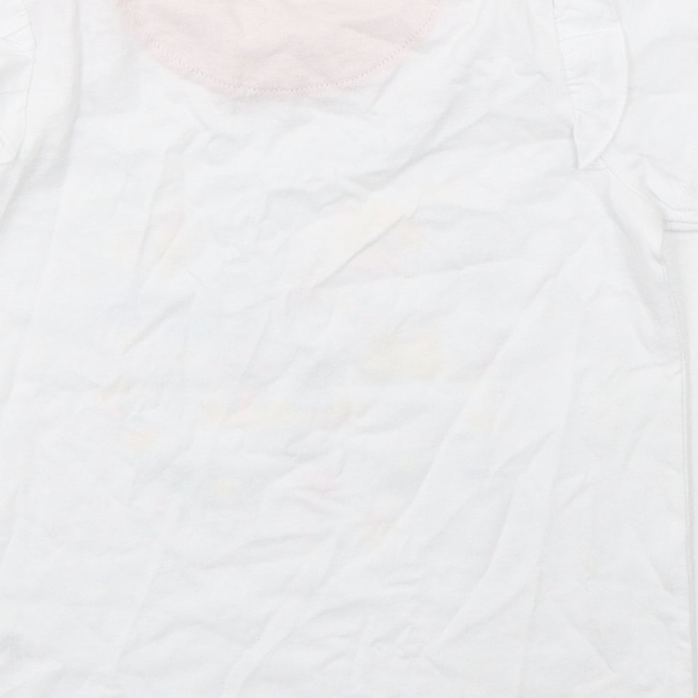 Mini Club Girls White  Cotton Basic T-Shirt Size 4-5 Years Round Neck Pullover