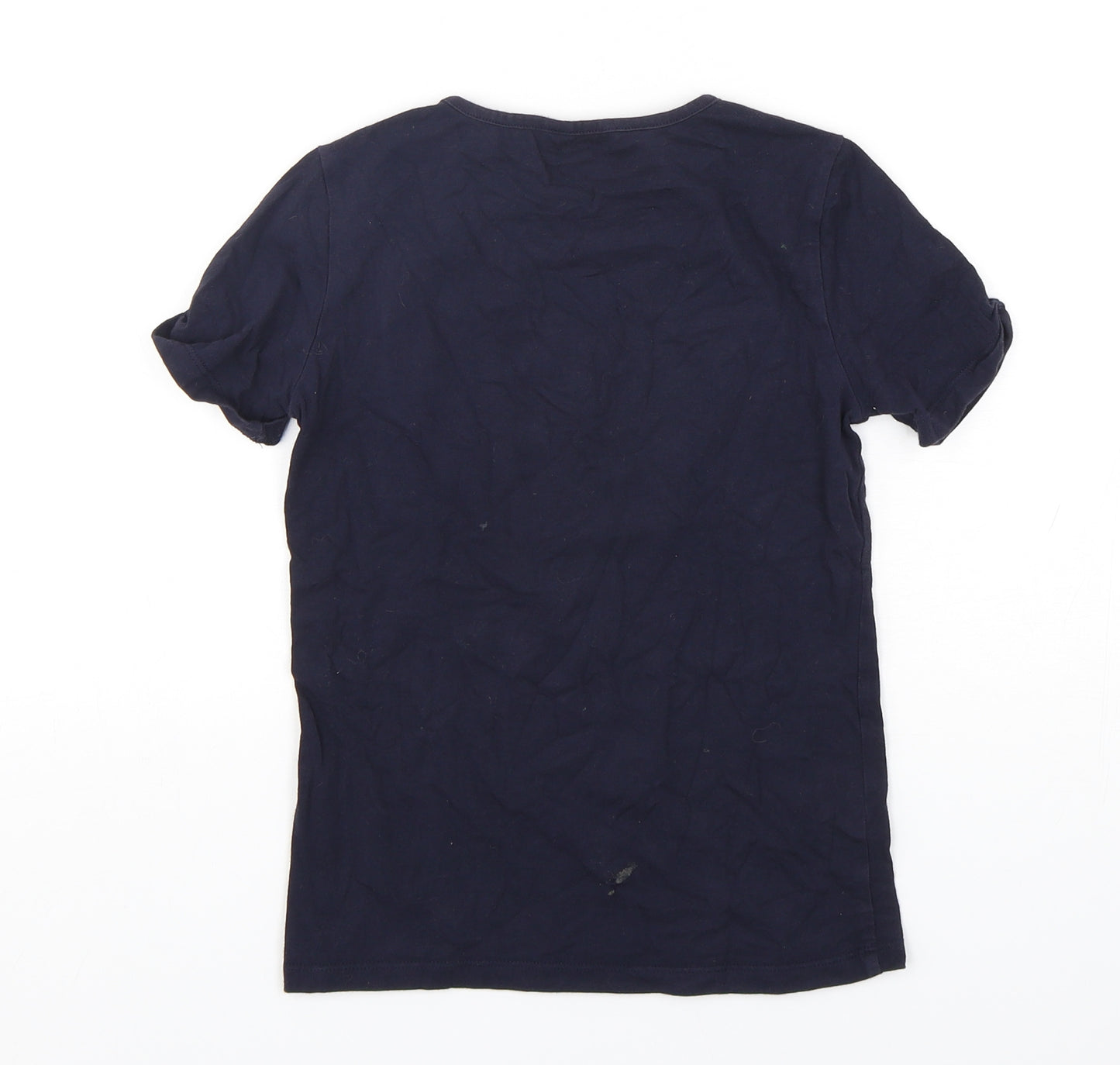 Nono Girls Blue  Cotton Basic T-Shirt Size 9-10 Years Round Neck Pullover