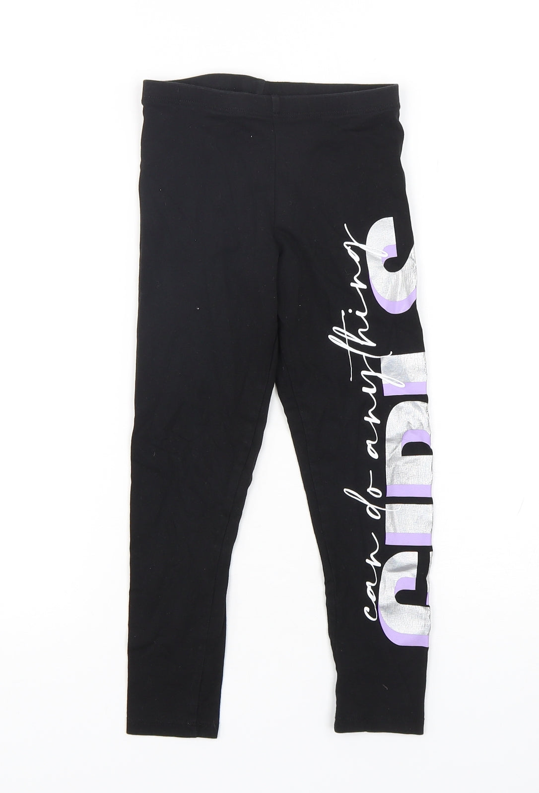 Matalan Girls Black  Cotton Sweatpants Trousers Size 7 Years  Regular  - Legging