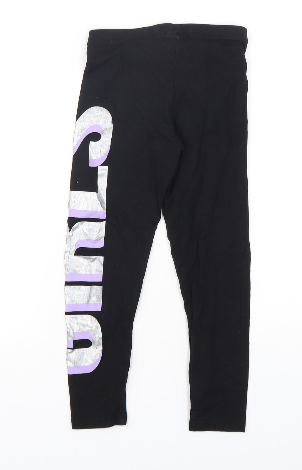 Matalan Girls Black  Cotton Sweatpants Trousers Size 7 Years  Regular  - Legging