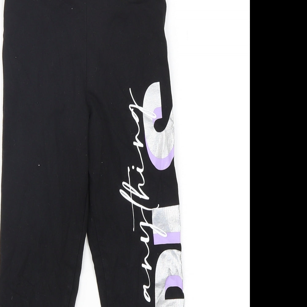 Matalan Girls Black  Cotton Sweatpants Trousers Size 7 Years  Regular  - Legging