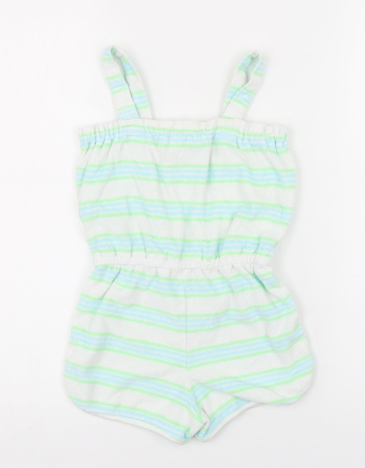 Dunnes Stores Girls Multicoloured Striped Cotton Playsuit One-Piece Size 5-6 Years  Pullover