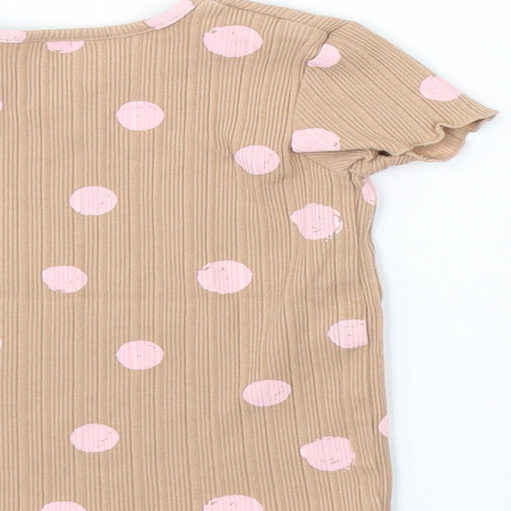 George Girls Beige Polka Dot Cotton Trousers Set Outfit/Set Size 9-12 Months  Pullover