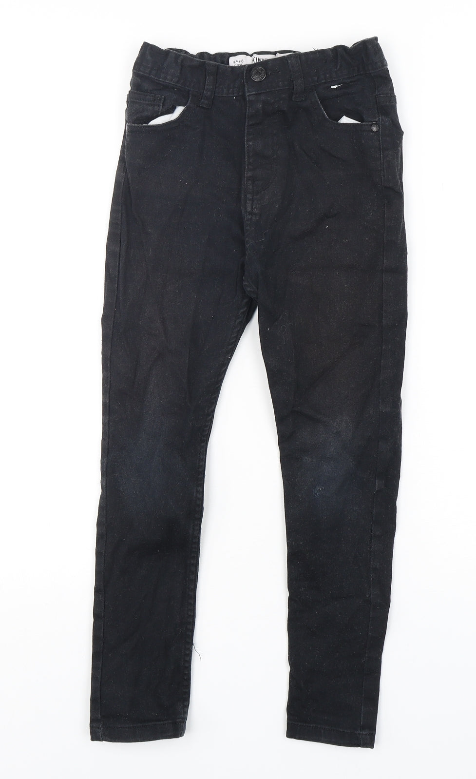 Denim Co Boys Black  Cotton Skinny Jeans Size 8-9 Years  Regular Button