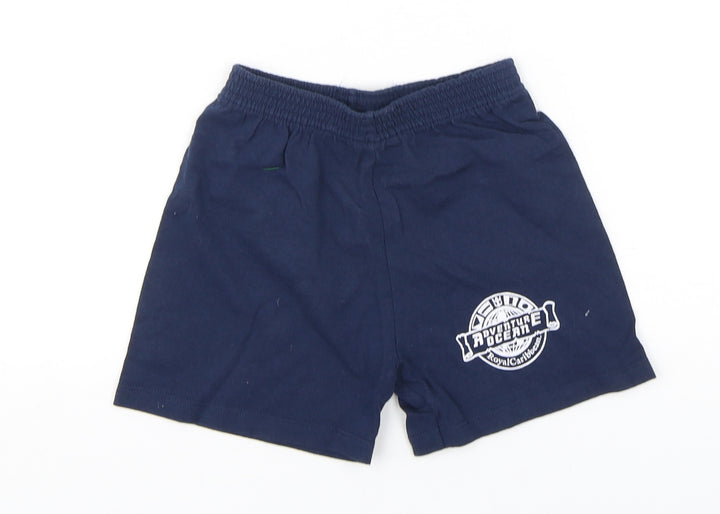 Rabbit Skins Boys Blue  Cotton Sweat Shorts Size 4 Years  Regular Drawstring