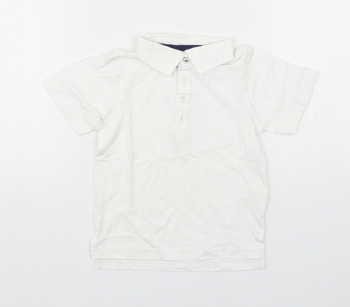 Miniclub Boys White  Cotton Basic Polo Size 2-3 Years Collared Pullover