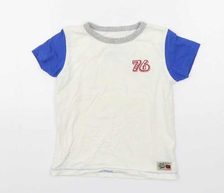 NEXT Boys White  Cotton Basic T-Shirt Size 2-3 Years Round Neck Pullover