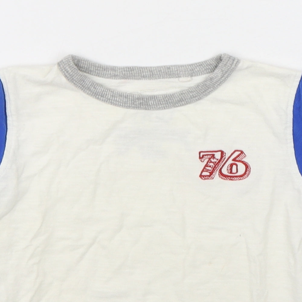 NEXT Boys White  Cotton Basic T-Shirt Size 2-3 Years Round Neck Pullover
