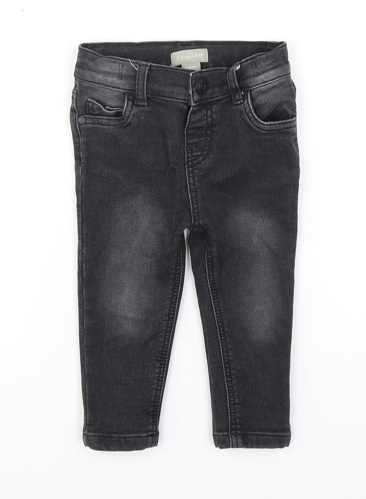 Primark Boys Black  Cotton Capri Jeans Size 9-12 Months  Snap