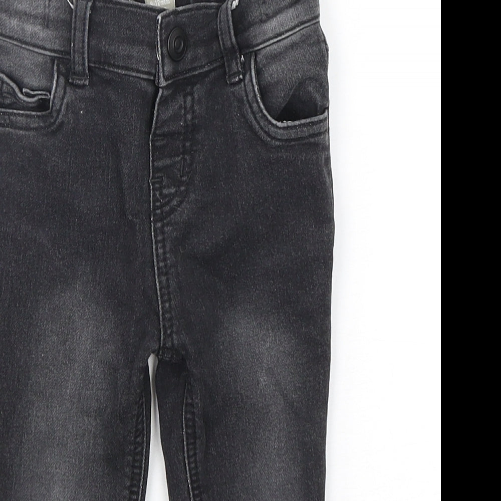 Primark Boys Black  Cotton Capri Jeans Size 9-12 Months  Snap