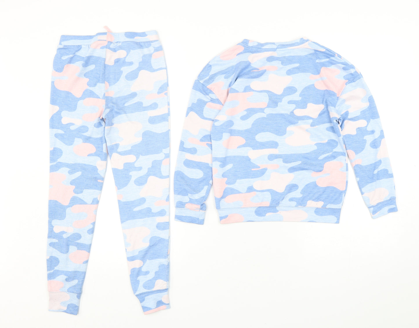 Dunnes Stores Girls Multicoloured Camouflage Polyester  Pyjama Set Size 7-8 Years  Pullover