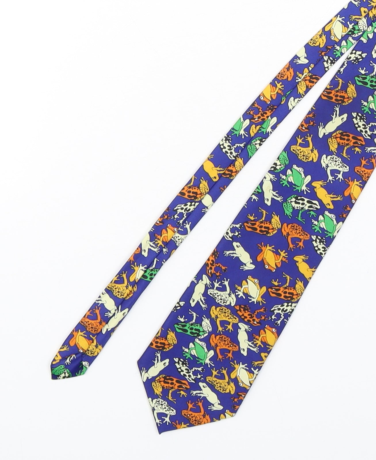 Rene Chagal Mens Multicoloured Geometric Silk Pointed Tie One Size - Frog Design
