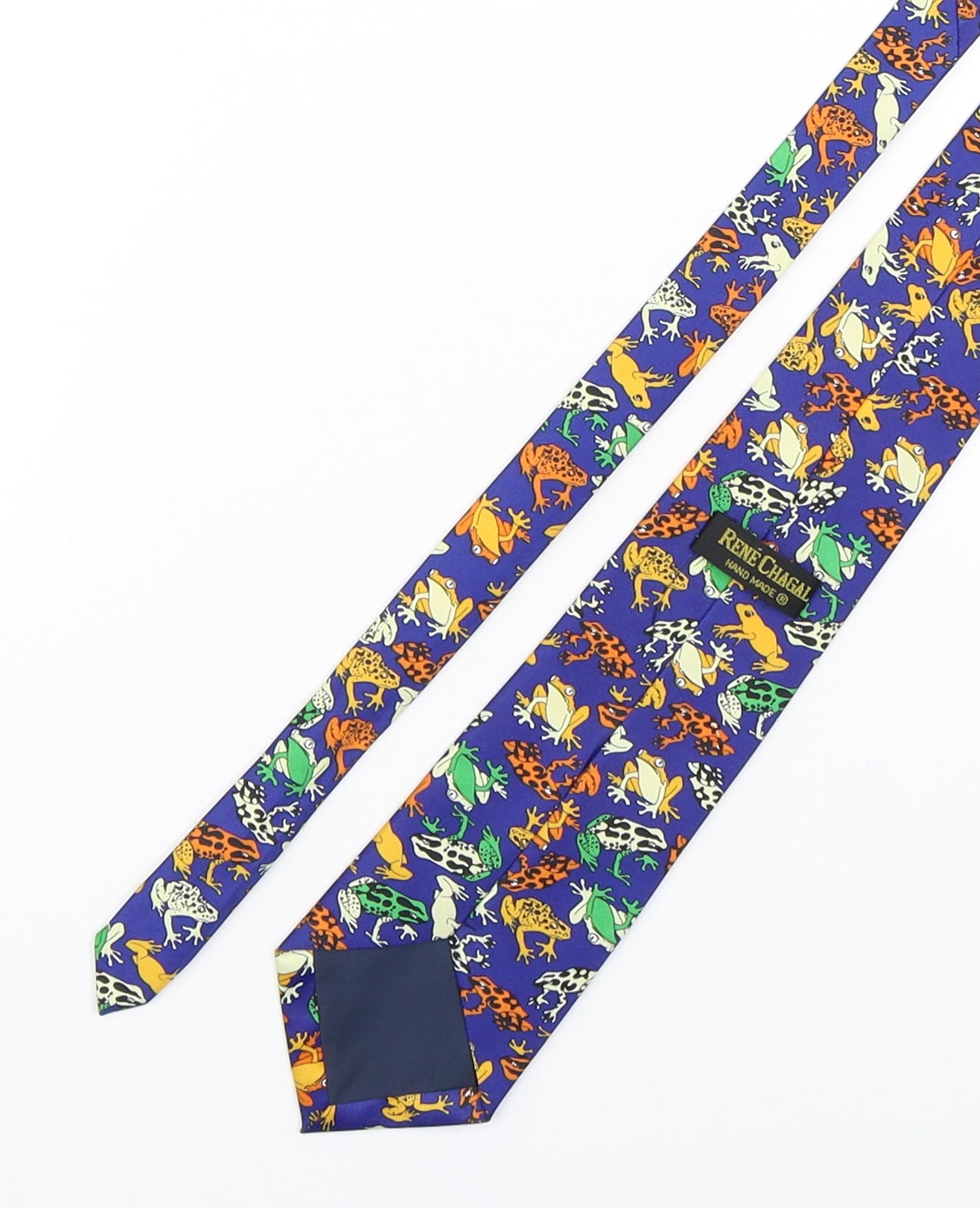 Rene Chagal Mens Multicoloured Geometric Silk Pointed Tie One Size - Frog Design