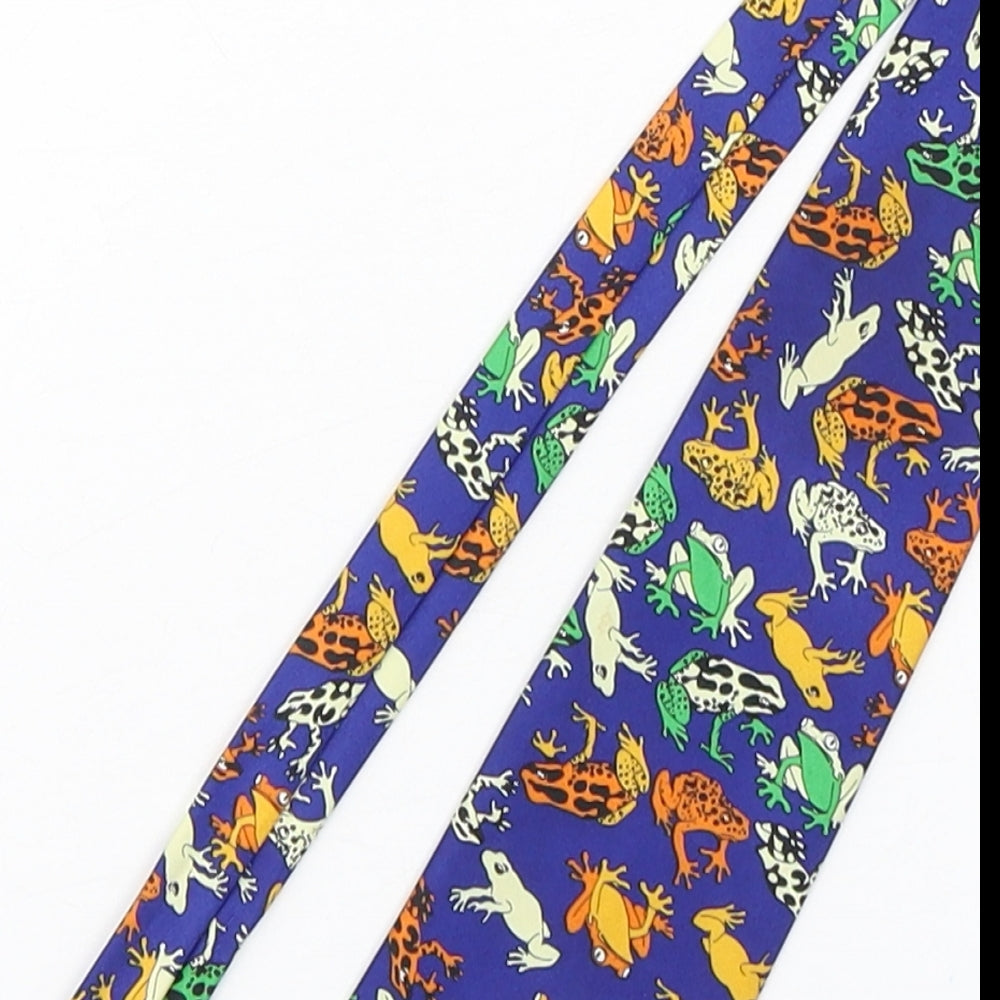 Rene Chagal Mens Multicoloured Geometric Silk Pointed Tie One Size - Frog Design