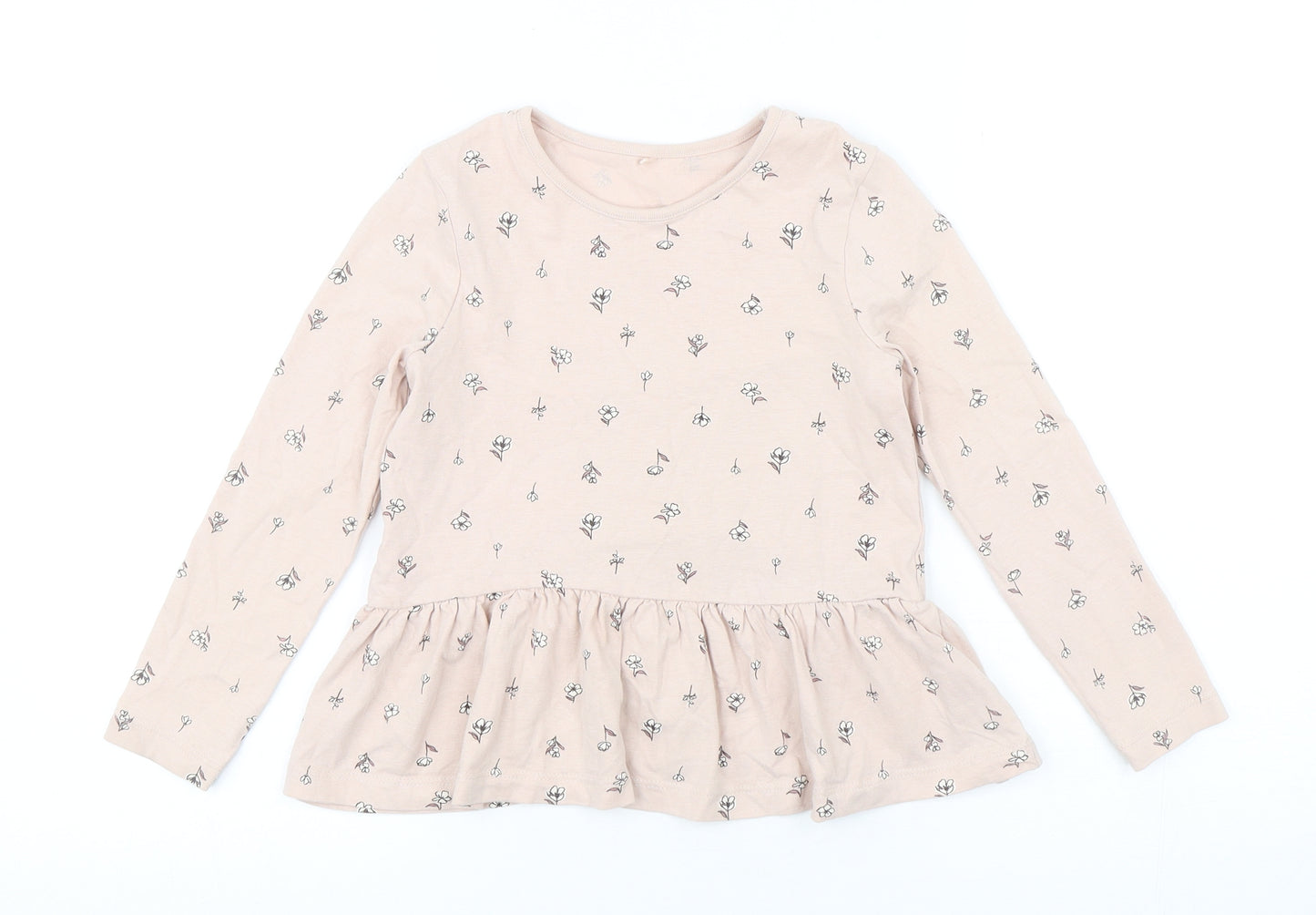 George Girls Pink Floral Cotton Basic T-Shirt Size 3-4 Years Round Neck Pullover