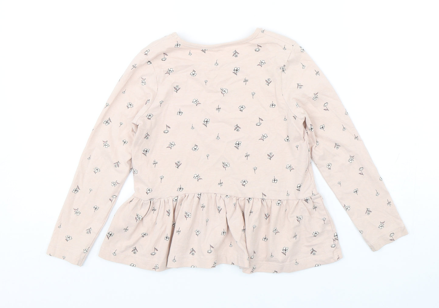 George Girls Pink Floral Cotton Basic T-Shirt Size 3-4 Years Round Neck Pullover