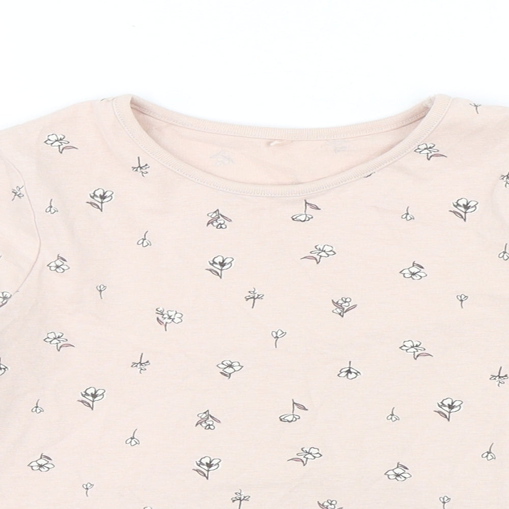 George Girls Pink Floral Cotton Basic T-Shirt Size 3-4 Years Round Neck Pullover