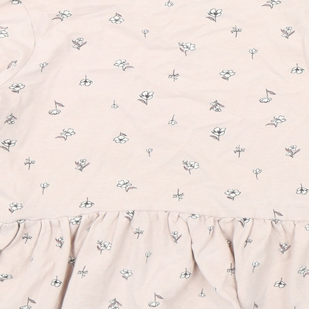George Girls Pink Floral Cotton Basic T-Shirt Size 3-4 Years Round Neck Pullover