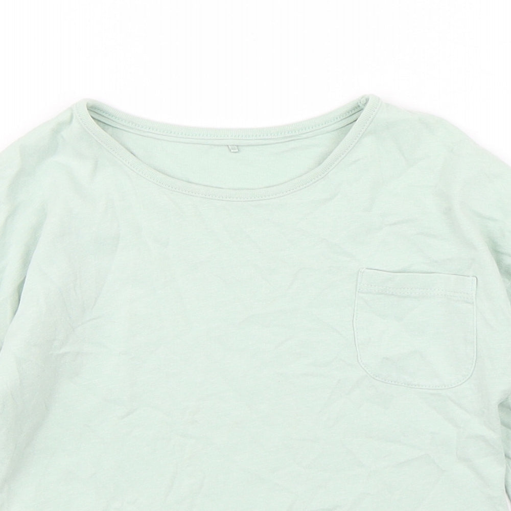 George Girls Green  Cotton Basic T-Shirt Size 4-5 Years Round Neck Pullover