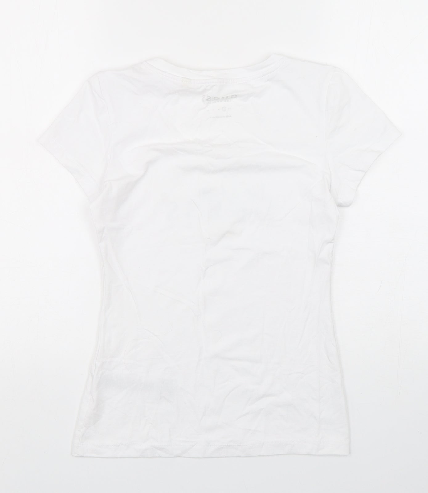 GUESS Womens White  Cotton Basic T-Shirt Size 6 Round Neck