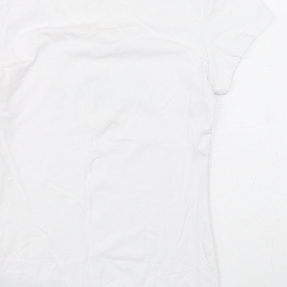GUESS Womens White  Cotton Basic T-Shirt Size 6 Round Neck
