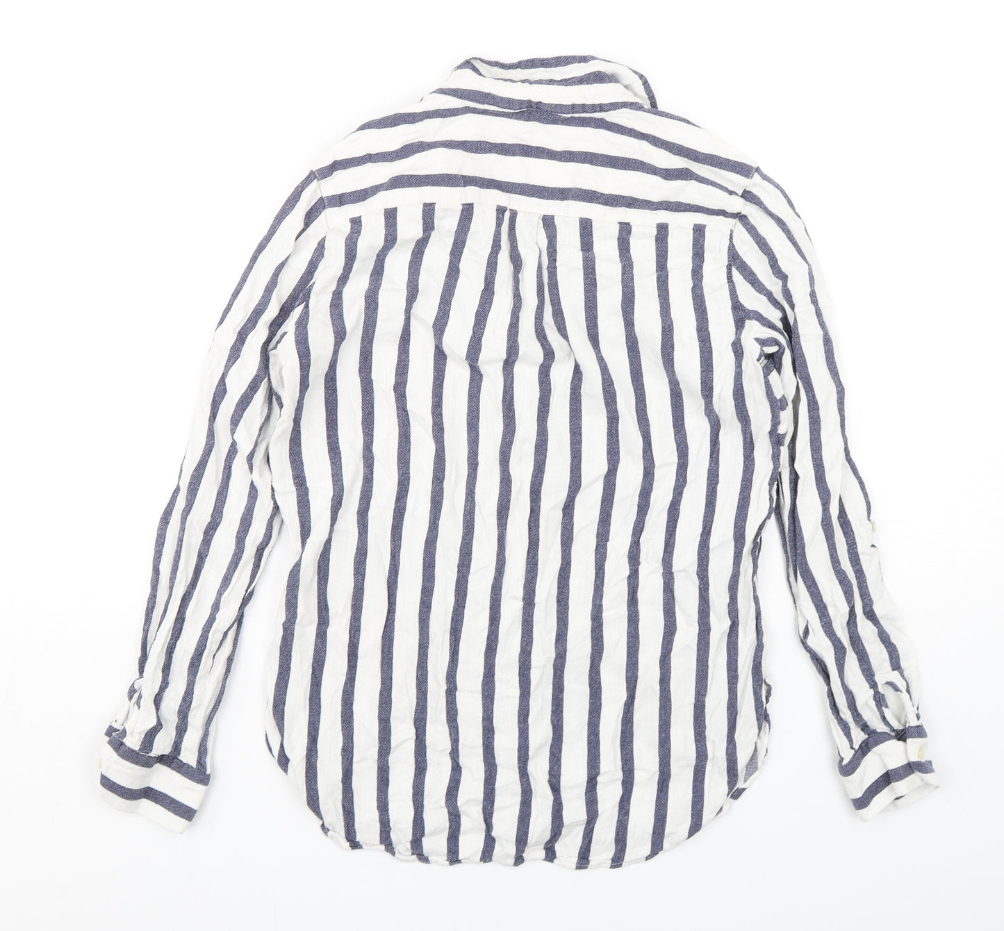 NEXT Womens Multicoloured Striped Cotton Basic Button-Up Size 10 Collared