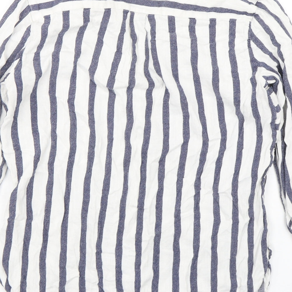 NEXT Womens Multicoloured Striped Cotton Basic Button-Up Size 10 Collared