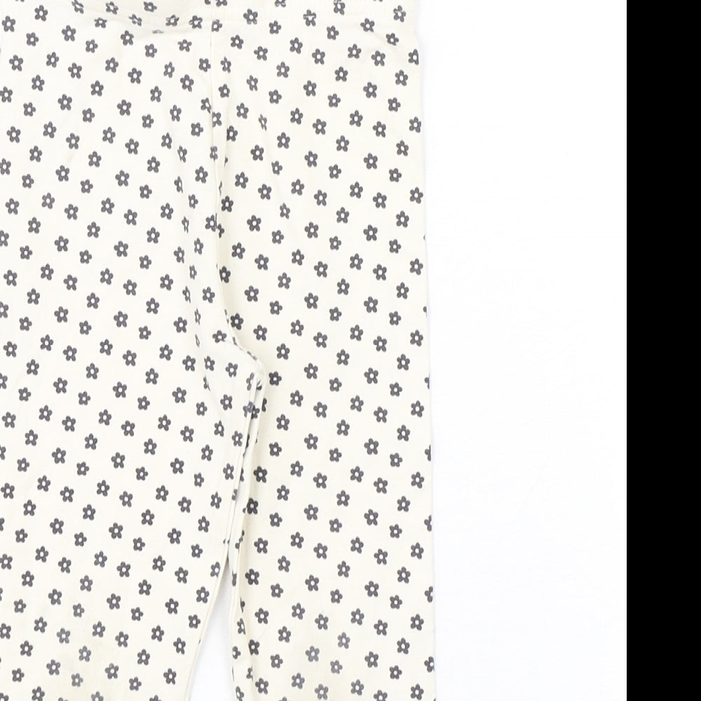 George Girls Beige Floral Cotton Sweatpants Trousers Size 3-4 Years  Regular  - Leggings