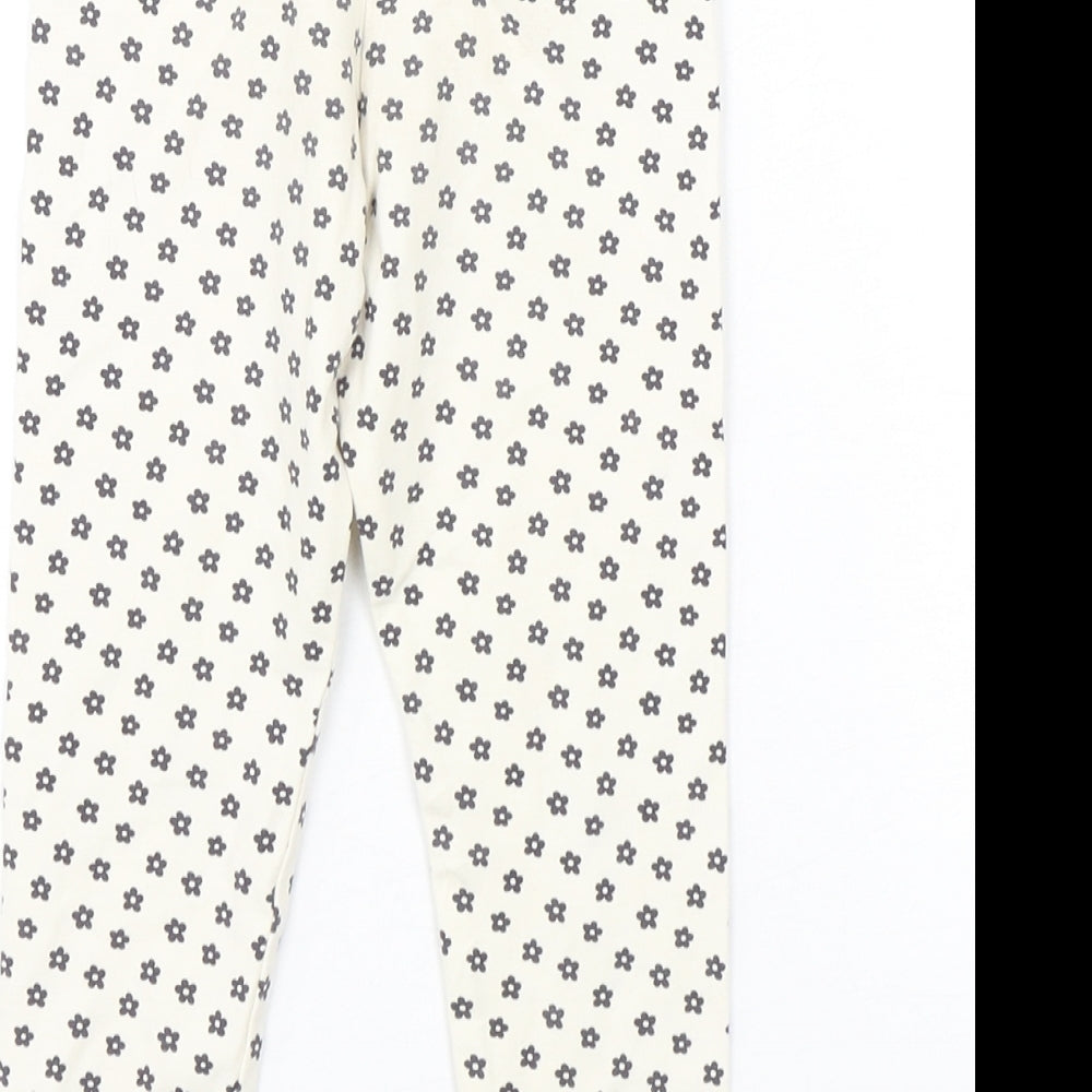 George Girls Beige Floral Cotton Sweatpants Trousers Size 3-4 Years  Regular  - Leggings