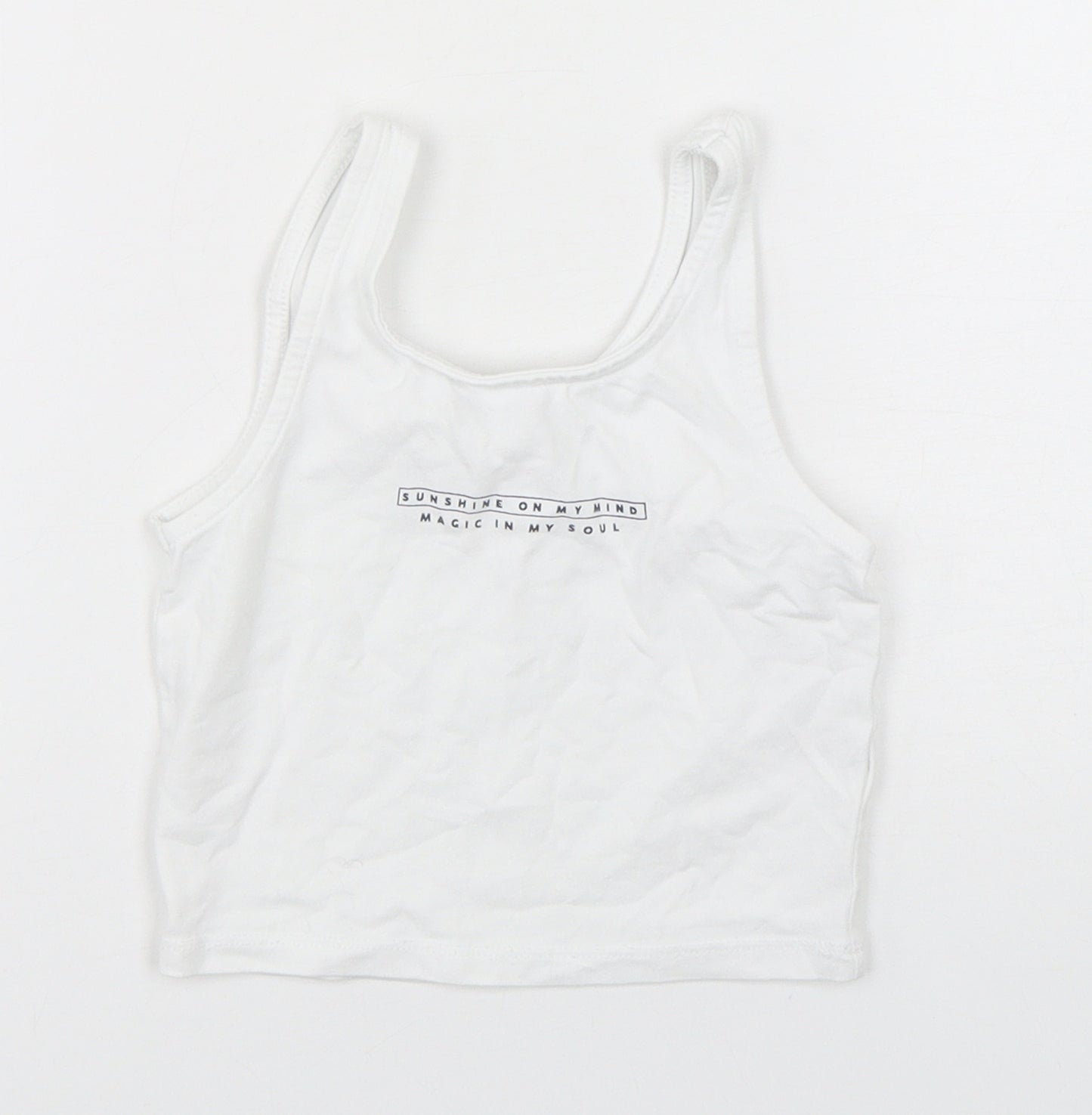 George Girls White  Cotton Cropped Tank Size 5-6 Years Round Neck Pullover
