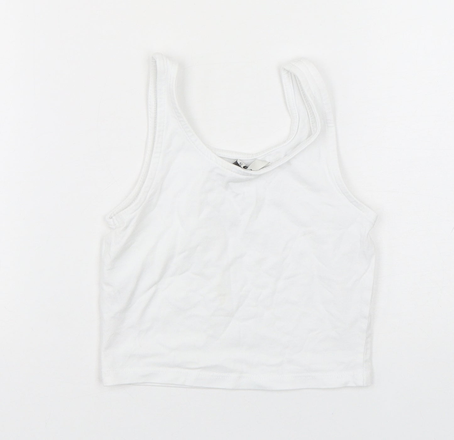 George Girls White  Cotton Cropped Tank Size 5-6 Years Round Neck Pullover
