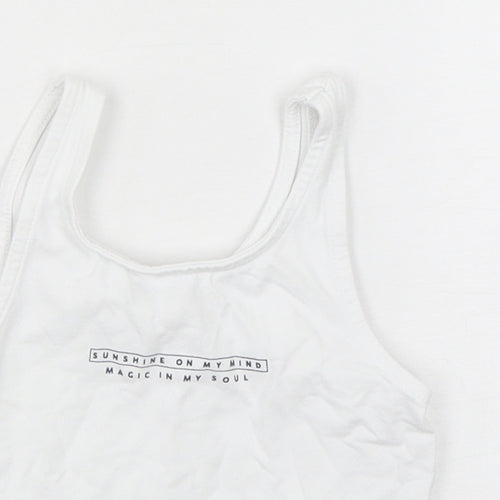 George Girls White  Cotton Cropped Tank Size 5-6 Years Round Neck Pullover