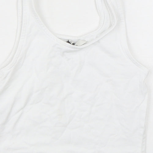 George Girls White  Cotton Cropped Tank Size 5-6 Years Round Neck Pullover