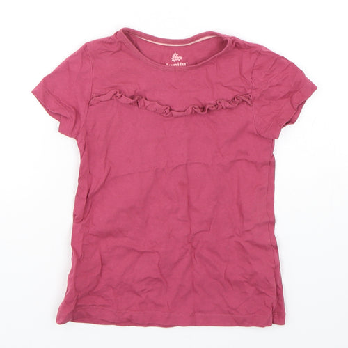 Lupilu Girls Purple  Cotton Basic T-Shirt Size 5-6 Years Round Neck Pullover