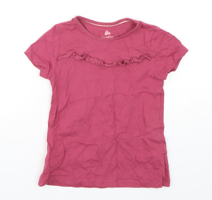 Lupilu Girls Purple Cotton Basic T-Shirt Size 5-6 Years Round Neck Pullover