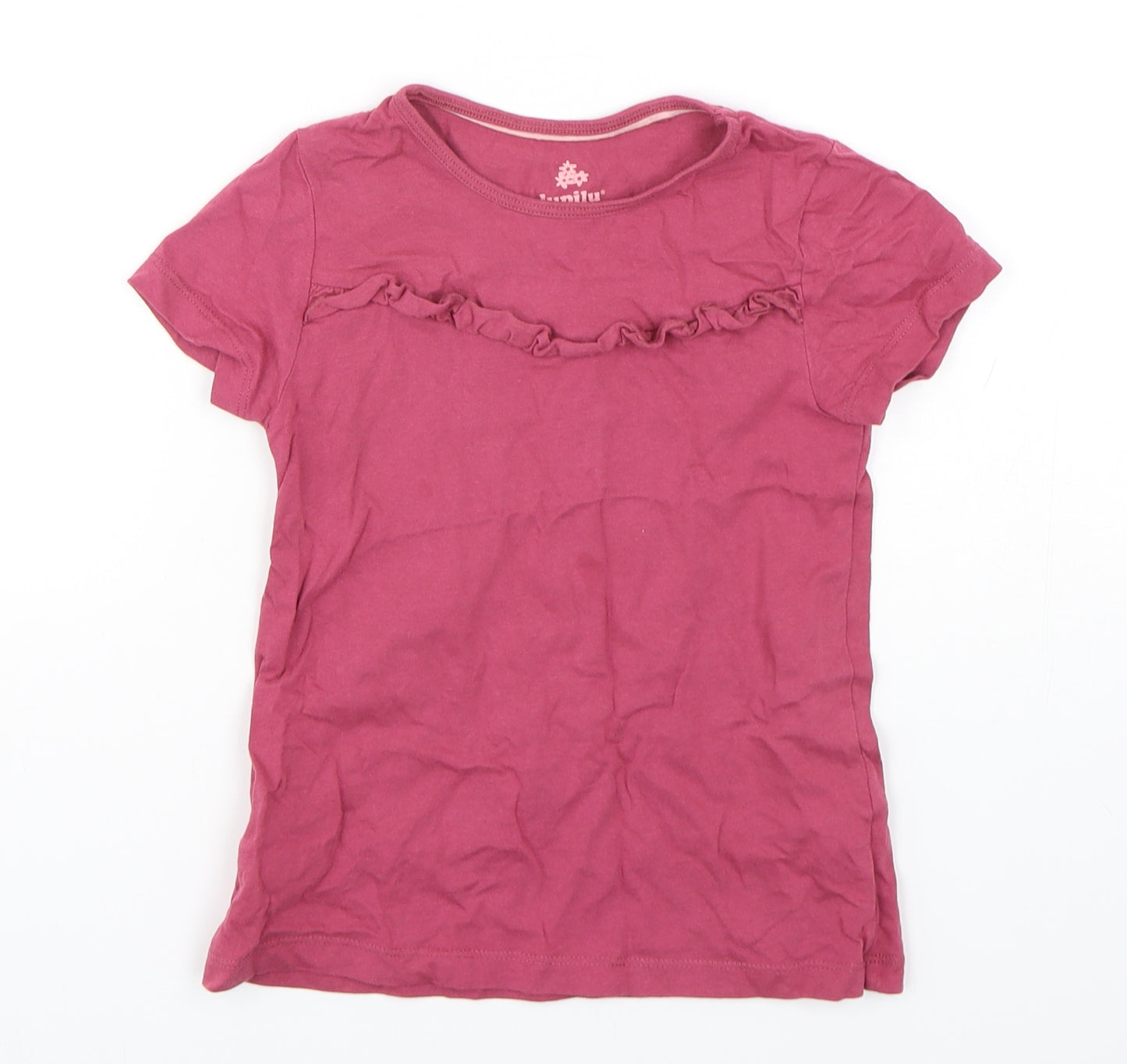 Lupilu Girls Purple  Cotton Basic T-Shirt Size 5-6 Years Round Neck Pullover