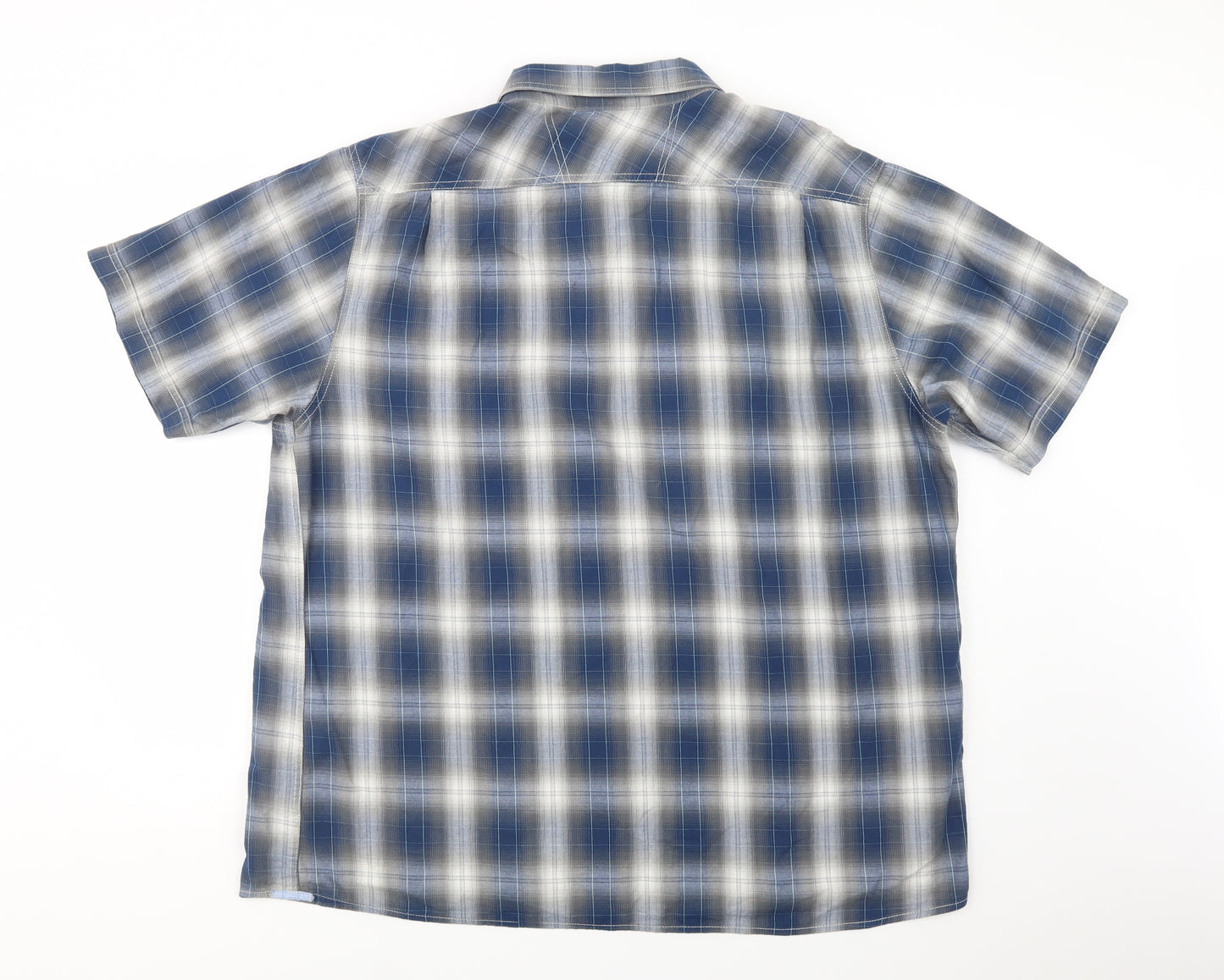 Boston Crew Mens Blue Plaid Cotton  Button-Up Size 3XL Collared Button