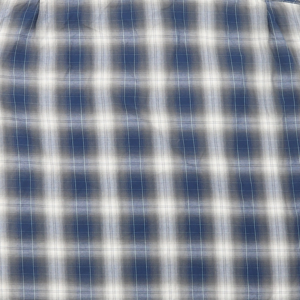 Boston Crew Mens Blue Plaid Cotton  Button-Up Size 3XL Collared Button
