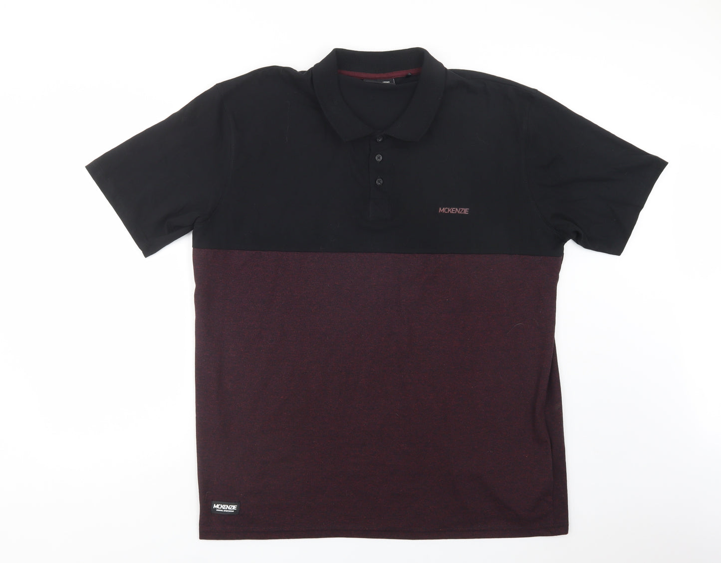 McKenzie Mens Purple Colourblock Cotton  Polo Size 2XL Collared Button