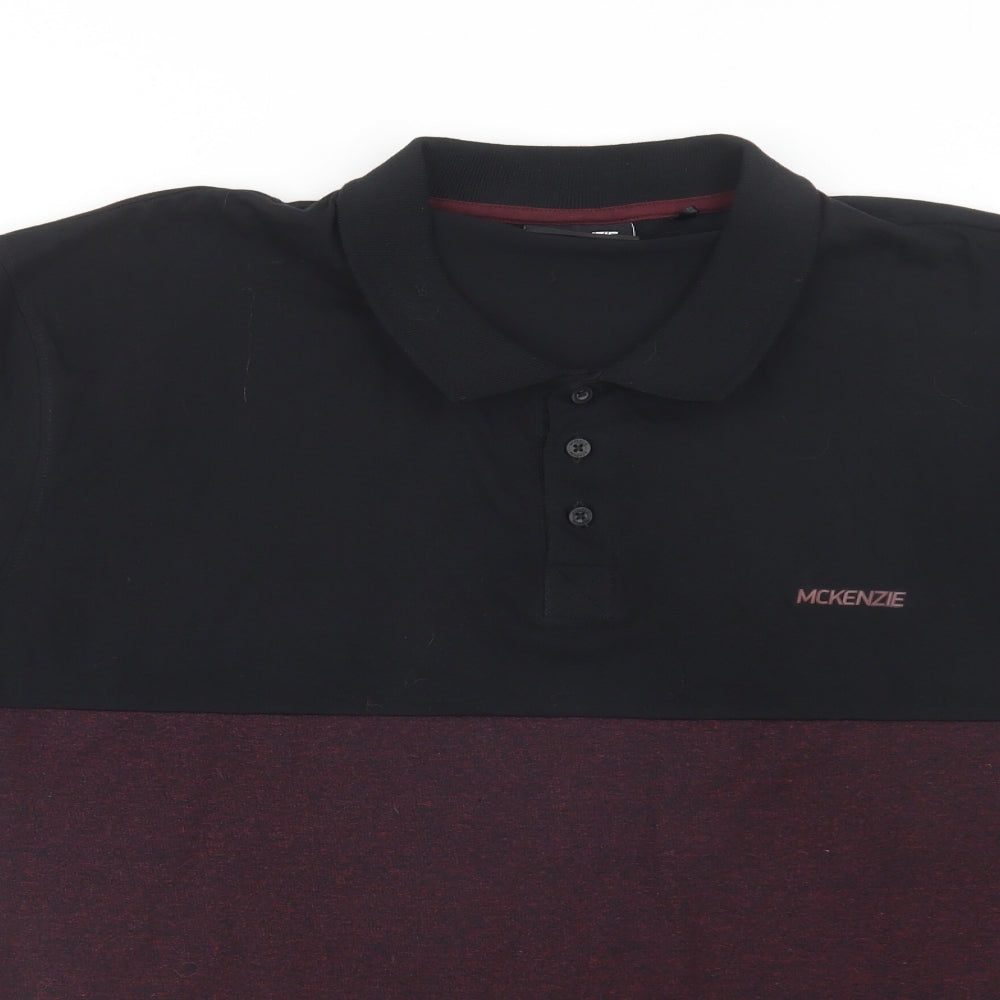 McKenzie Mens Purple Colourblock Cotton  Polo Size 2XL Collared Button