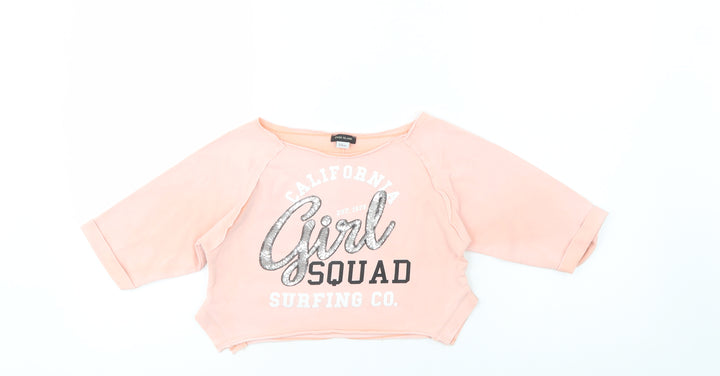 River Island Girls Pink  Cotton Pullover Sweatshirt Size 5-6 Years  Pullover - California