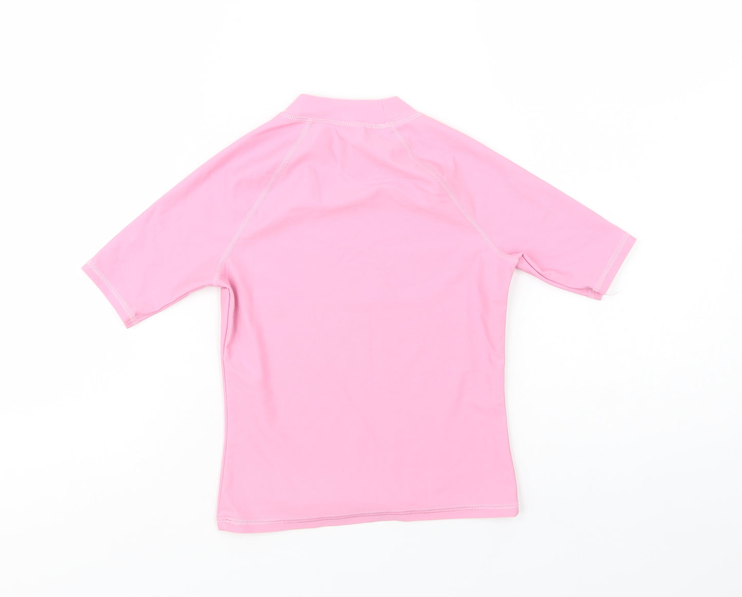 Marks Girls Pink  Polyamide Pullover T-Shirt Size 6-7 Years Mock Neck Pullover