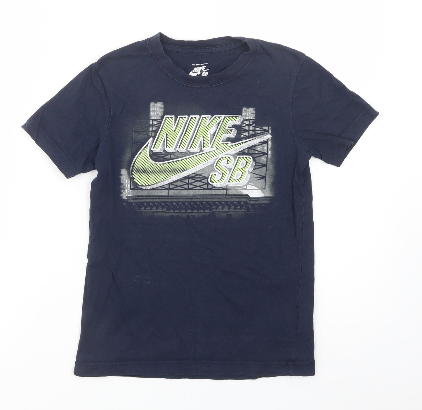 Nike Boys Blue  Cotton Pullover T-Shirt Size 8-9 Years Crew Neck Pullover
