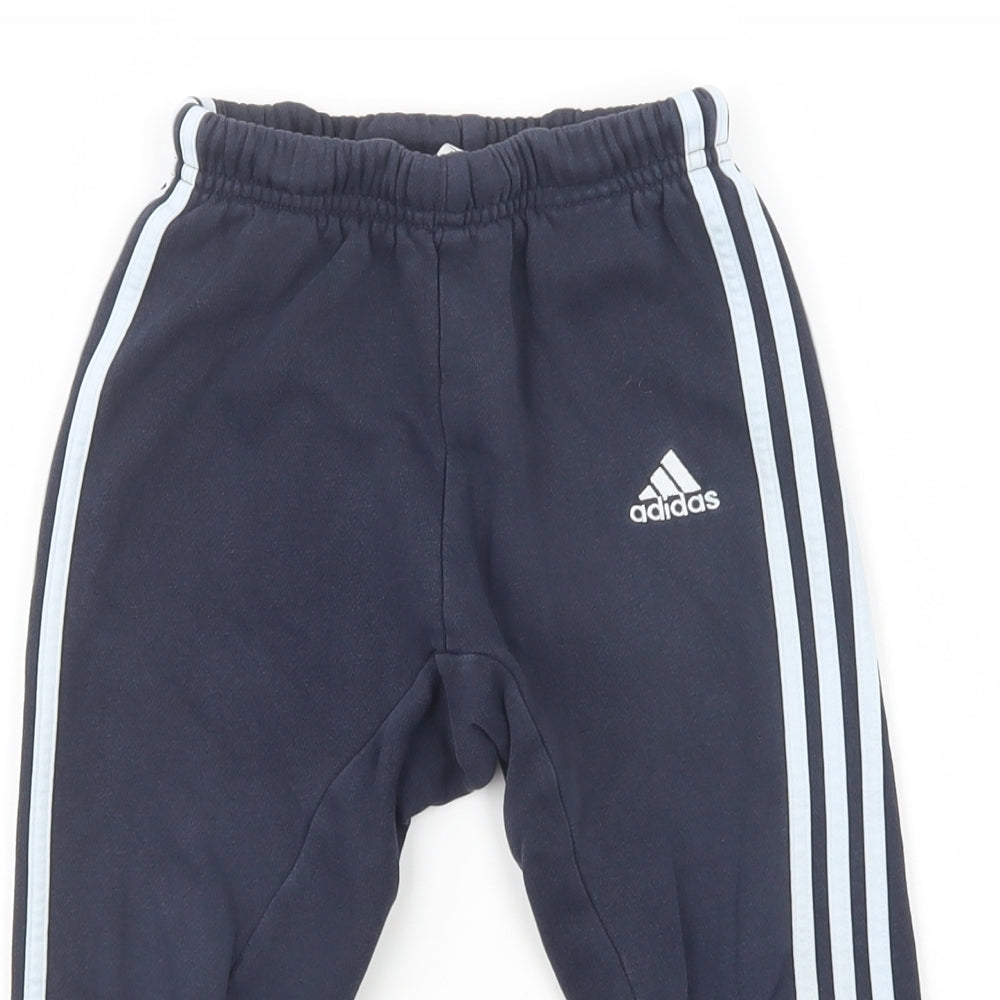 adidas Boys Blue  Cotton Jogger Trousers Size 3-4 Years  Regular Drawstring