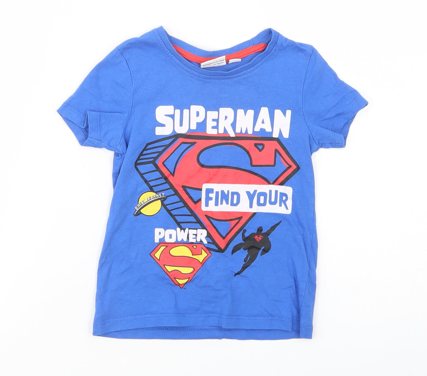 Pep & Co Boys Blue  Cotton Pullover T-Shirt Size 2-3 Years Crew Neck Pullover - Superman