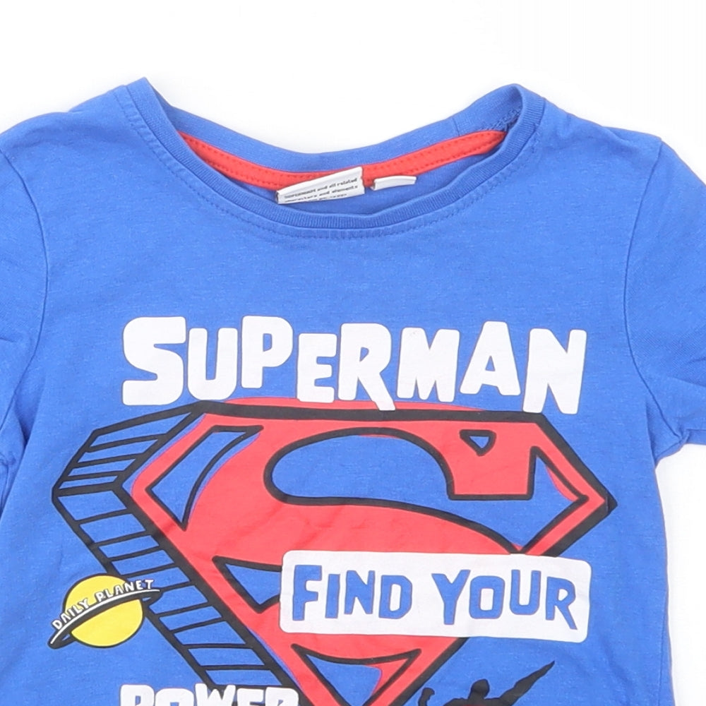 Pep & Co Boys Blue  Cotton Pullover T-Shirt Size 2-3 Years Crew Neck Pullover - Superman