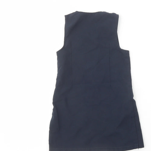 Marks and Spencer Girls Blue  Polyester Pinafore/Dungaree Dress  Size 2-3 Years  Scoop Neck Zip - School Wear